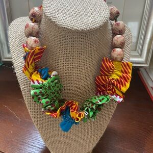 Colorful Ghana Beaded Necklace-NWOT